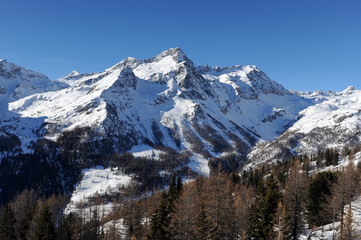 Italy. Panorama of the mountains from Courmayeur