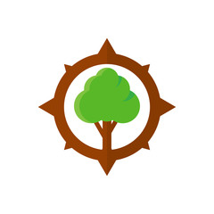 Tree Compass Logo Icon Design