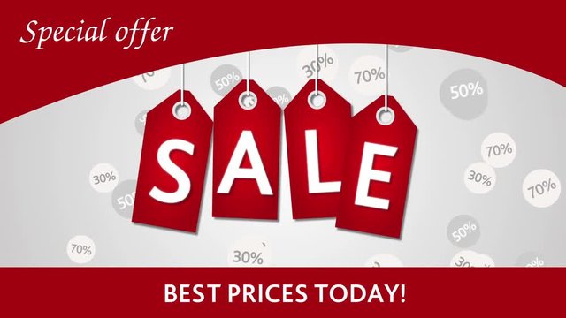Sale, discount, special offer on the red and gray background