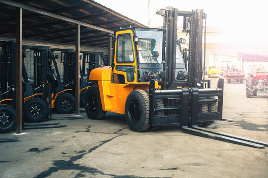 Reliable heavy loader, forklift truck. Heavy duty equipment