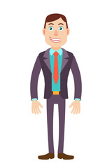 Full length portrait of Cartoon Businessman Character