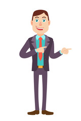 Businessman showing something beside of him