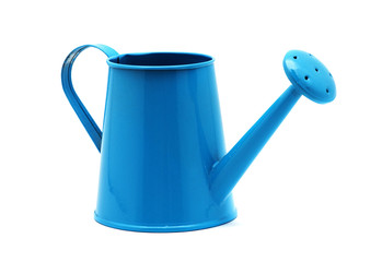 Blue watering can isolated on a white background.