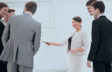 business woman makes presentation of a new marketing project