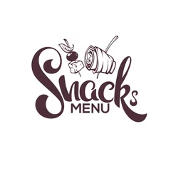 Fotobehang Snack Menu, Vector Image of Hand Drawn Appetizers and Lettering Composition For Your Restaurant Menu © ehidna