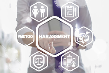Harassment Female Safety Work Business Office concept. Woman Sexual Discrimination.