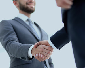 Businessmen making handshake - business etiquette, congratulatio