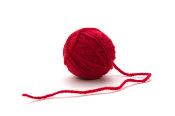 Ball of yarn on white background