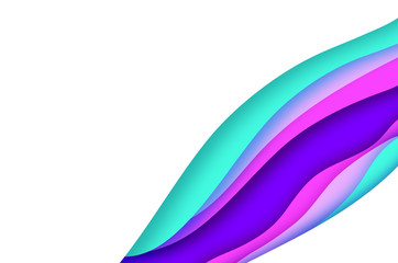 3D abstract background with paper cut shapes. .Layered tunnel landscape wave background. Modern banner. Shadows box. Vector design for business presentations, flyers, posters. Neon bright color.