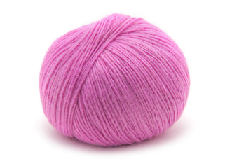 Pink Yarn Ball on white background