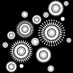 Abstract black and white background with round shapes