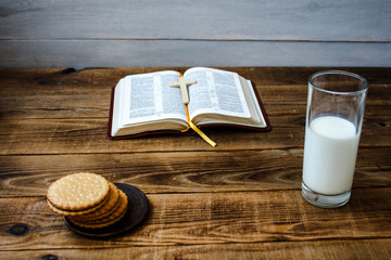 open bible cookies and milk