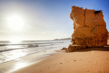 stunning beautiful bright landscape, cliffs of the Algarve on the Atlantic coast, Portugal