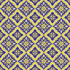 Italian tile pattern vector seamless with flower ornament. Portuguese azulejo, mexican talavera, italy sicily majolica, spanish motifs. Tiled texture for ceramic kitchen wall or bathroom mosaic floor.