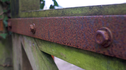 Gate detail, rusty metal fitting