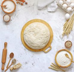 yeast dough for bread, pizza, pie, top view