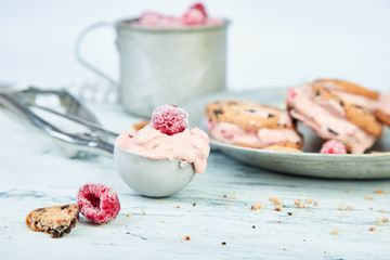 Spoon for Ice cream with strawberry.