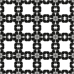 Ornamental seamless floral ethnic black and white pattern