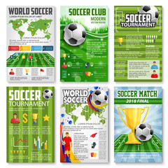 Soccer or football tournament 3d banner with ball