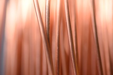 Closeup of Copper Coil Wiring with Focus on One Wire