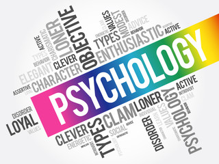 Psychology word cloud collage , social health concept background