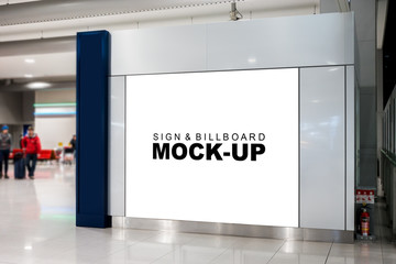 Mock up blank advertising billboard at airport