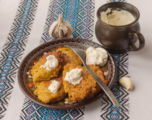 Traditional Ukrainian homemade potato pancakes (draniks)