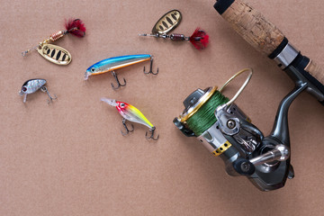 Fishing gear. Fishing rod, spinning, reel, bait