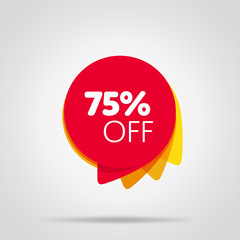 Special offer sale red tag isolated vector illustration. Discount offer price label, symbol for advertising campaign in retail, sale promo marketing, 75% off discount sticker, ad offer on shopping day