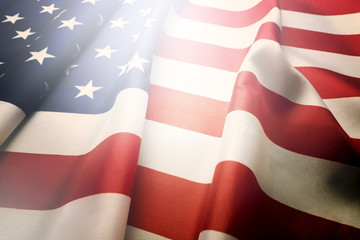 Ruffled American flag. Patriots day, memorial weekend, veterans, presidents, independence day...