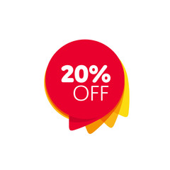 Special offer sale red tag isolated vector illustration. Discount offer price label, symbol for advertising campaign in retail, sale promo marketing, 20% off discount sticker, ad offer on shopping day