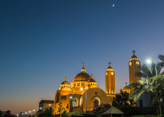 Coptic Orthodox Church in Sharm El Sheikh, Egypt. night