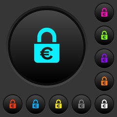 Locked euros dark push buttons with color icons