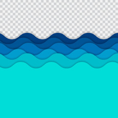 Fototapeta premium Abstract blue lines wave, Wavy stripes pattern, Rough surface, on transparency background.