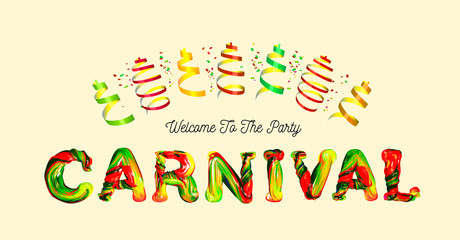 Colorful 3d text carnival.