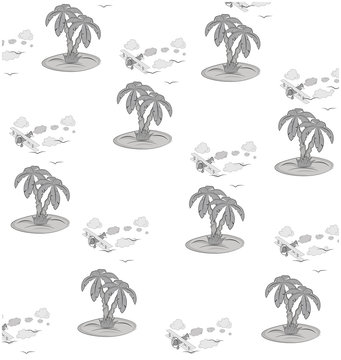 A plane over an island with palm trees. background. concept of leisure.vector illustration.
