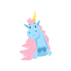 Cute lovely magic unicorn character cartoon vector Illustration on a white background