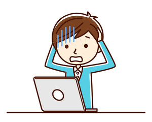 男性　パソコン　ショック