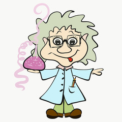 Funny scientist with glasses, experiment