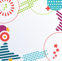 Obraz premium Geometric abstract pattern with soft sharp forms, colors: triangles, circles, points, modern elements. Can be used on flyers, web, geometric design, cover. Vector geometric abstract illustration.