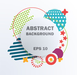 Geometric abstract pattern with soft sharp forms, colors: triangles, circles, points, modern elements. Can be used on flyers, web, geometric design, cover. Vector geometric abstract illustration.