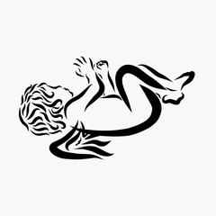 A sleeping winged baby, black lines