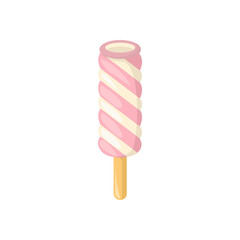 Strawberry Spiral Popsicle Ice Cream Illustration