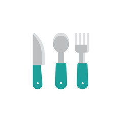 Fork spoon knife flat icon, vector sign, colorful pictogram isolated on white. Cutlery symbol, logo illustration. Flat style design