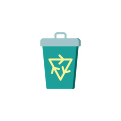 Recycle bin flat icon, vector sign, colorful pictogram isolated on white. Dustbin symbol, logo illustration. Flat style design