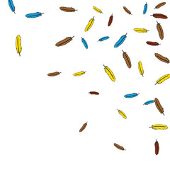 Fototapeta premium Colorful feathers. Prints of Colored feathers Design for Goods for Pets. Simple Pattern for Print, Logo or Poster. Vector Confetti Background.