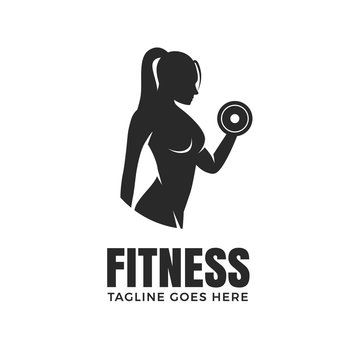 Fitness woman logo design isolated on white background