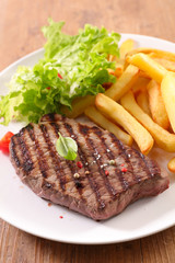 beef barbecue and french fries