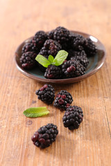 blackberry on wood background
