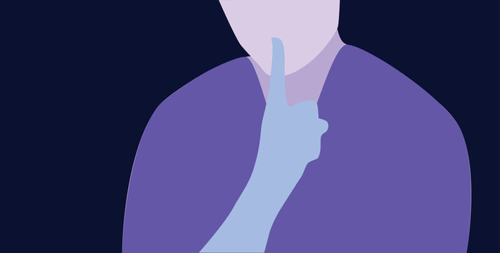 Silence hand gesture, two tones vector